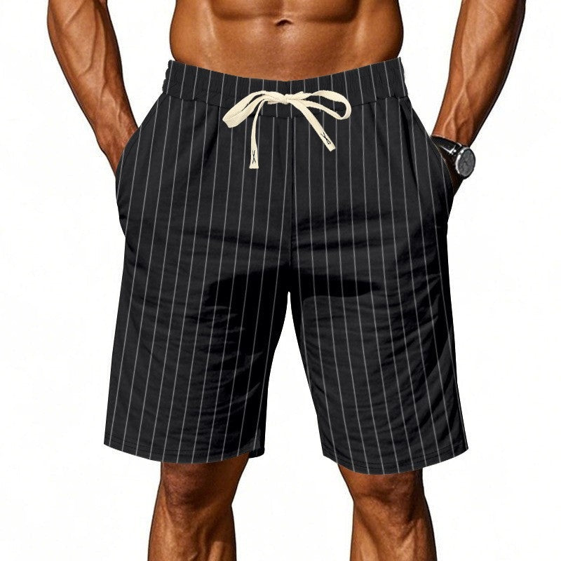 Nash striped linen drawstring shorts - Black