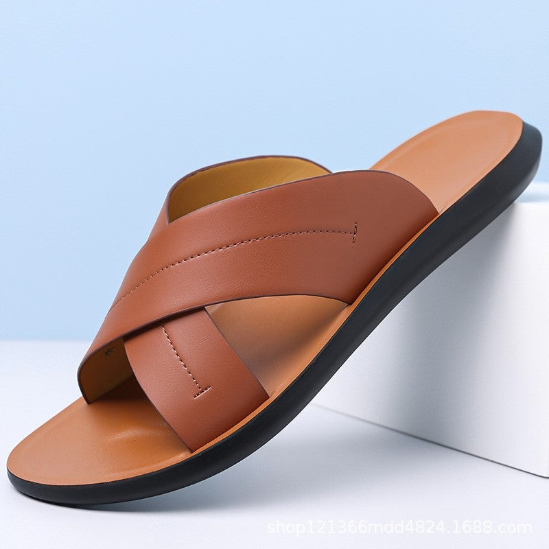 Nash flat leather sandals - Brown