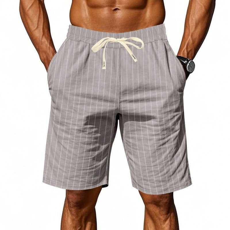Nash striped linen drawstring shorts - Gray front view