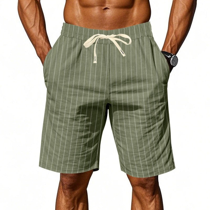 Nash striped linen drawstring shorts - Green front view