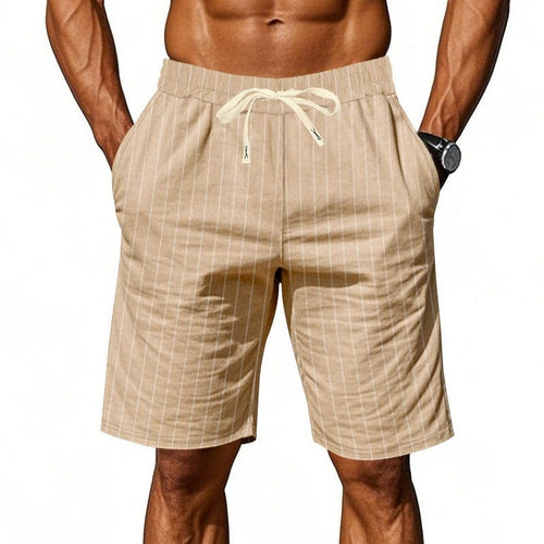 Nash striped linen drawstring shorts - Khaki front view