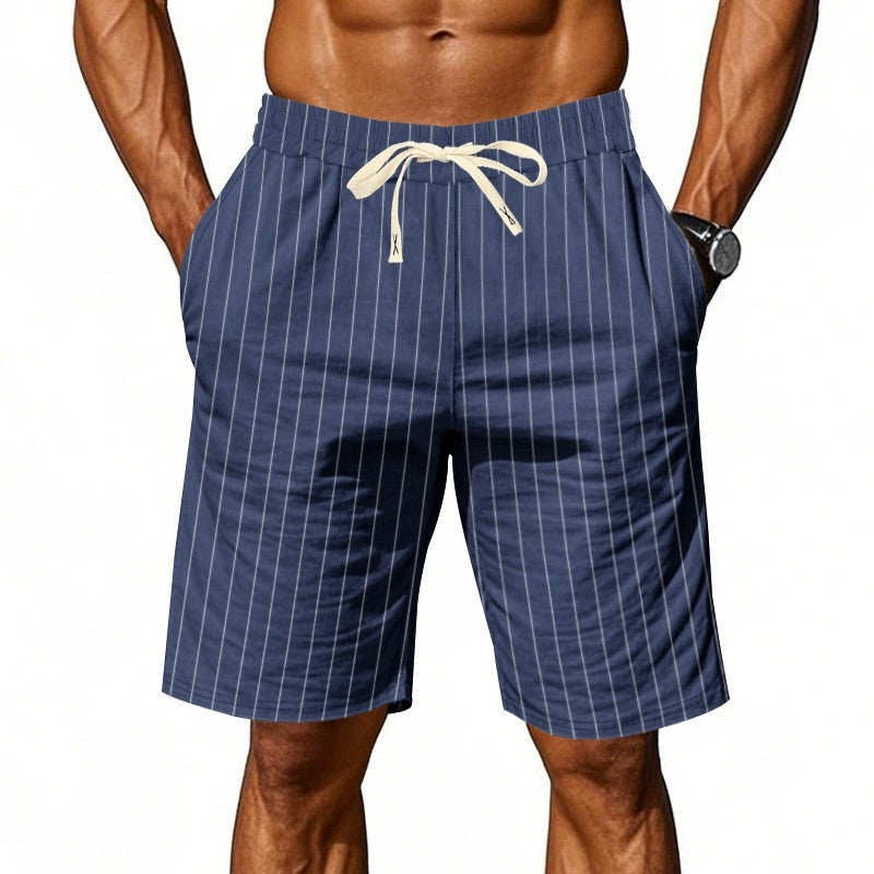 Nash striped linen drawstring shorts - Navy front view