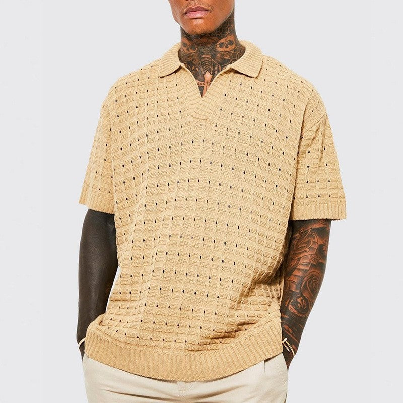 Nash crochet knit polo - Beige