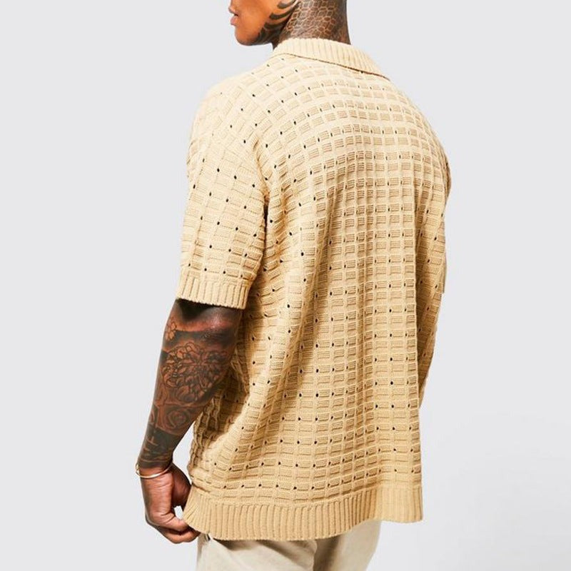 Nash crochet knit polo - detail