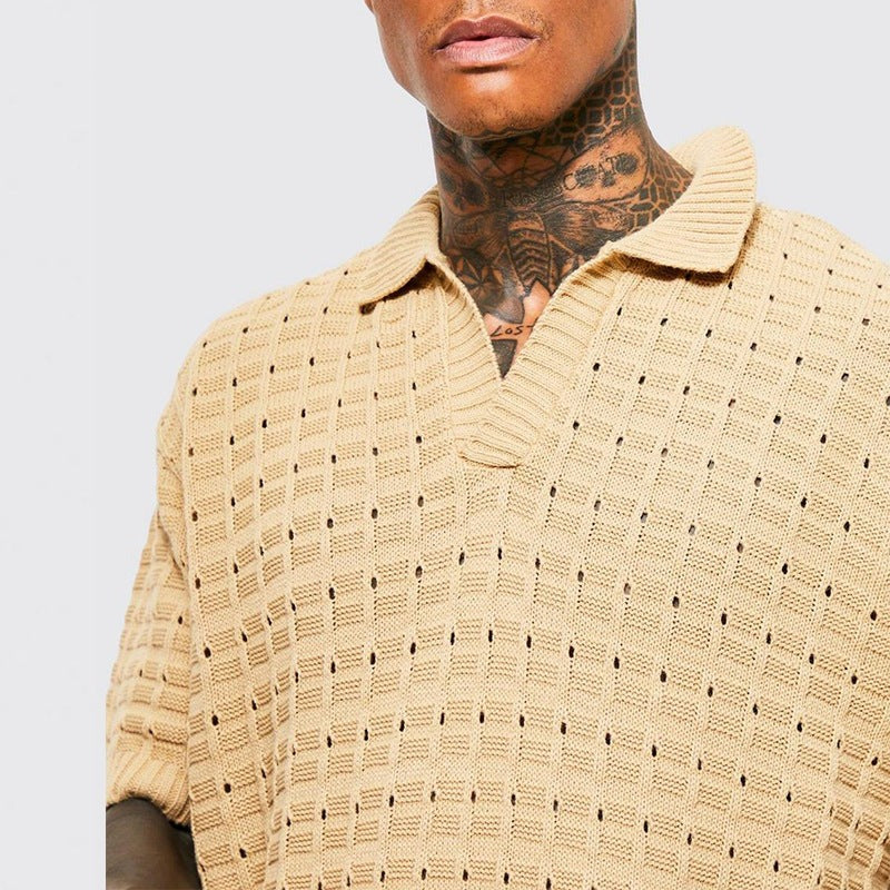 Nash crochet knit polo - detail
