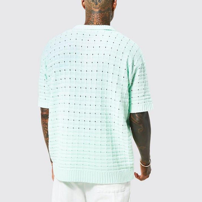 Nash crochet knit polo - detail