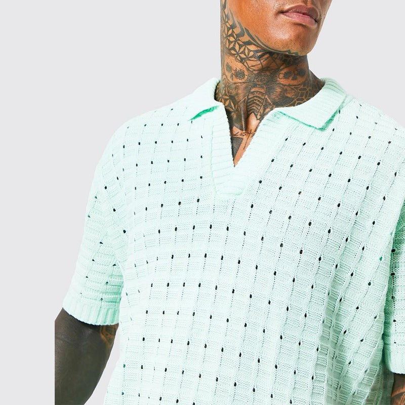 Nash crochet knit polo - detail