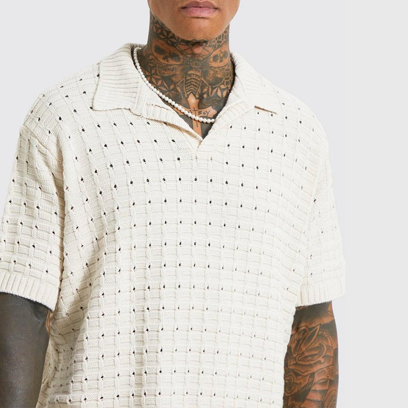 Nash crochet knit polo - detail