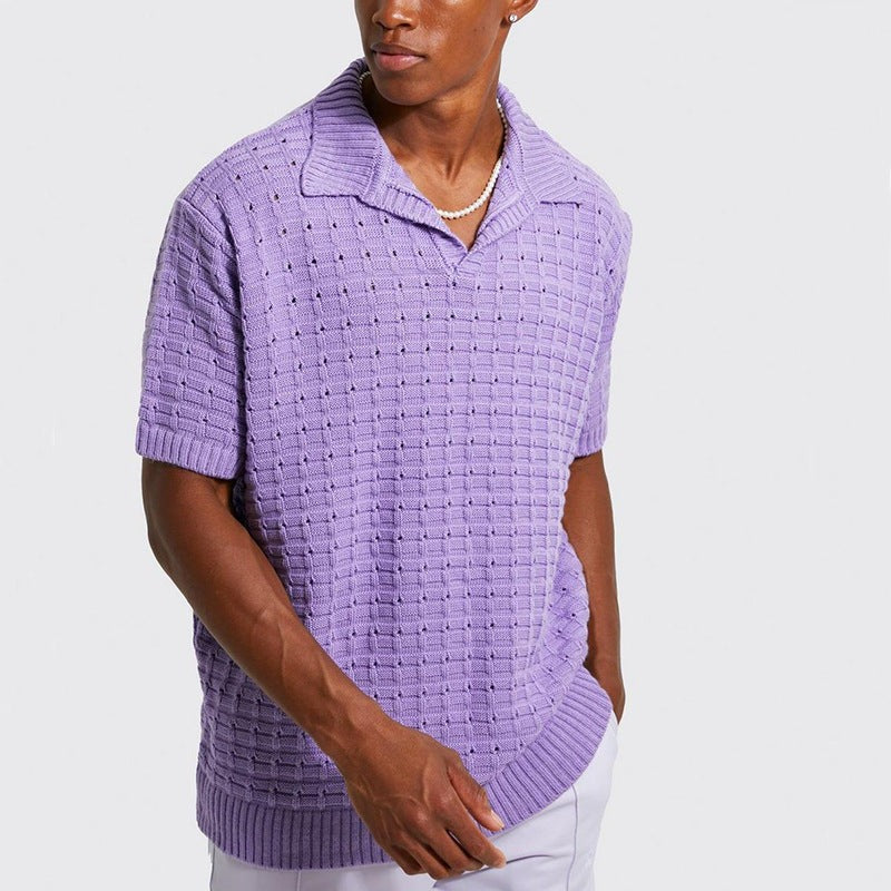 Nash crochet knit polo - Purple