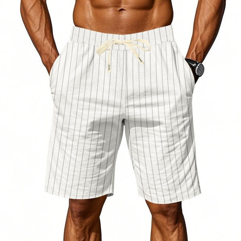 Nash striped linen drawstring shorts - White