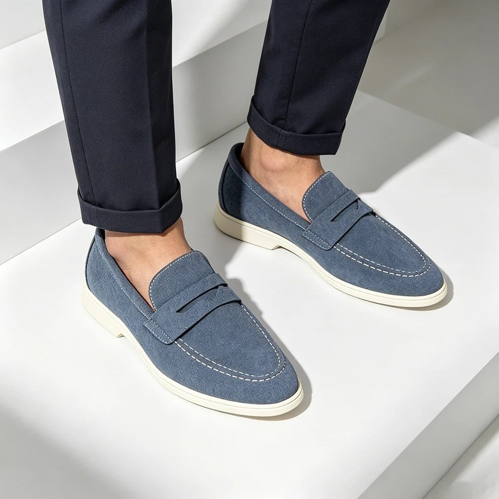 Niko penny loafers - Blue worn view