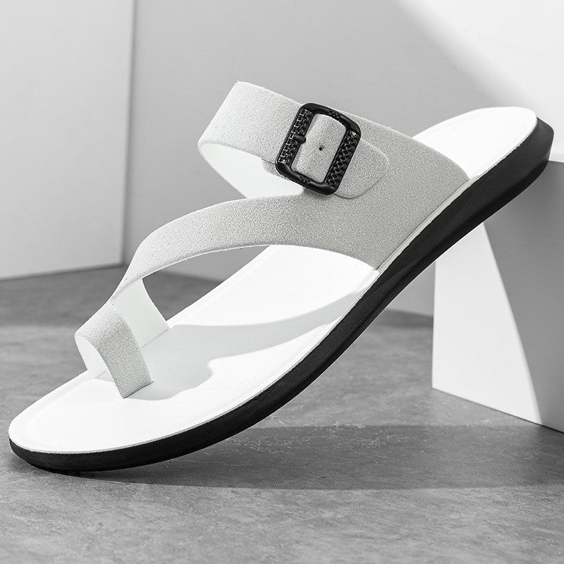 Noah leather thong sandals - White