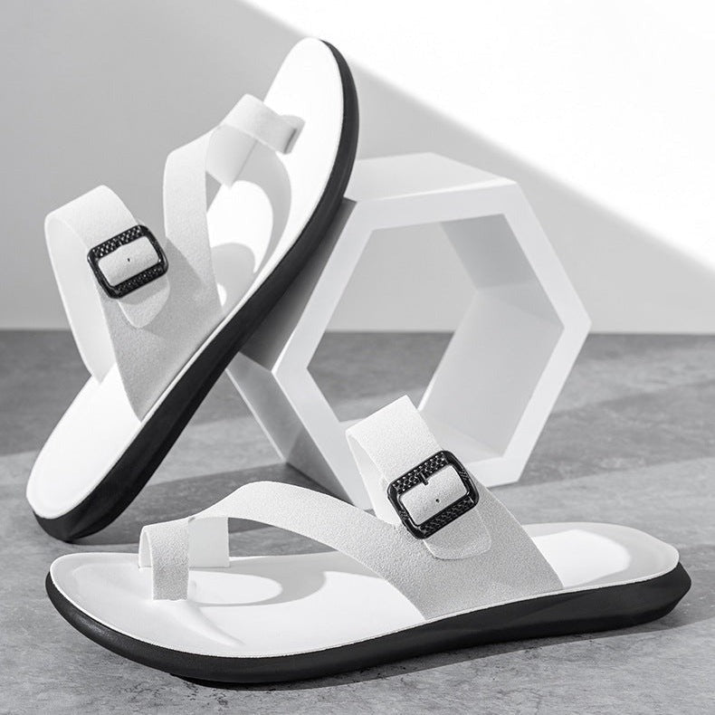 Noah leather thong sandals - White angle