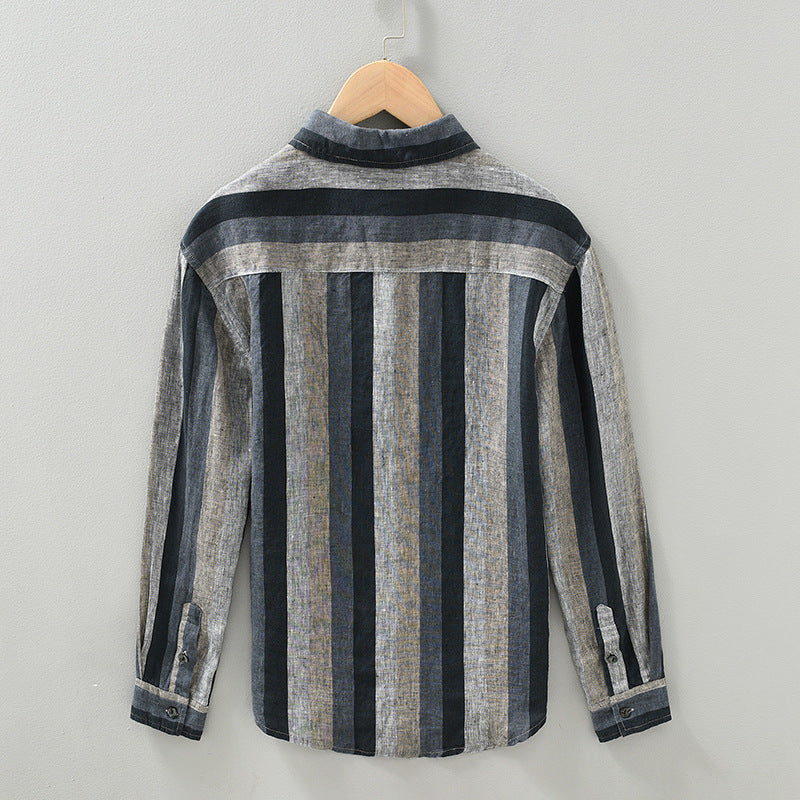 James | Men's Summer Striped Beach Linen Shirt