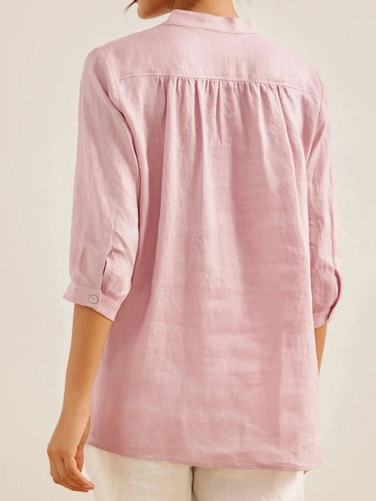 Olivia linen shirt - Pink back view