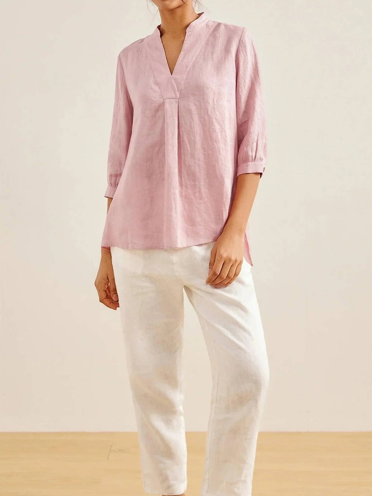 Olivia linen shirt - Pink full body