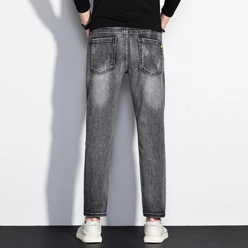 Parker slim cropped distressed jeans - Gray back view