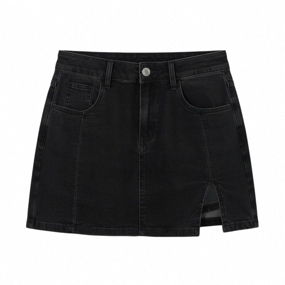 Piper denim skort - Black flat
