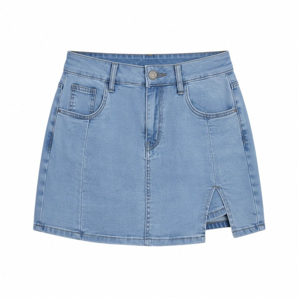Piper denim skort - Blue flat