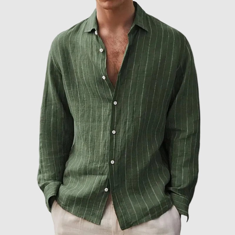 Porter striped linen shirt - Green