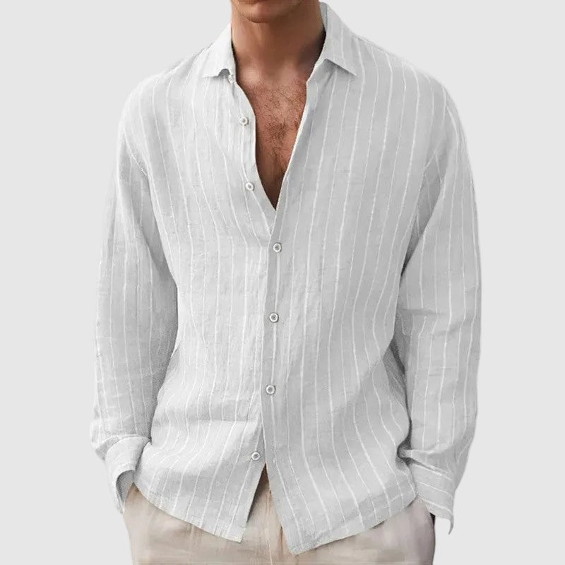 Porter striped linen shirt - White