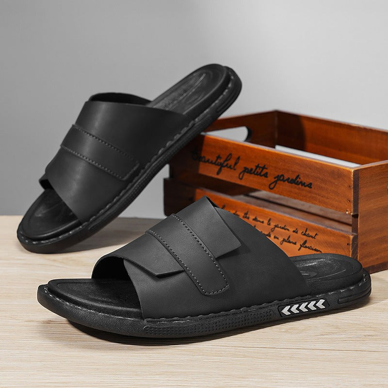 Reeve leather mule sandals - Black