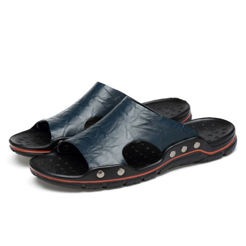 Ridge studded sport slide sandals - Blue