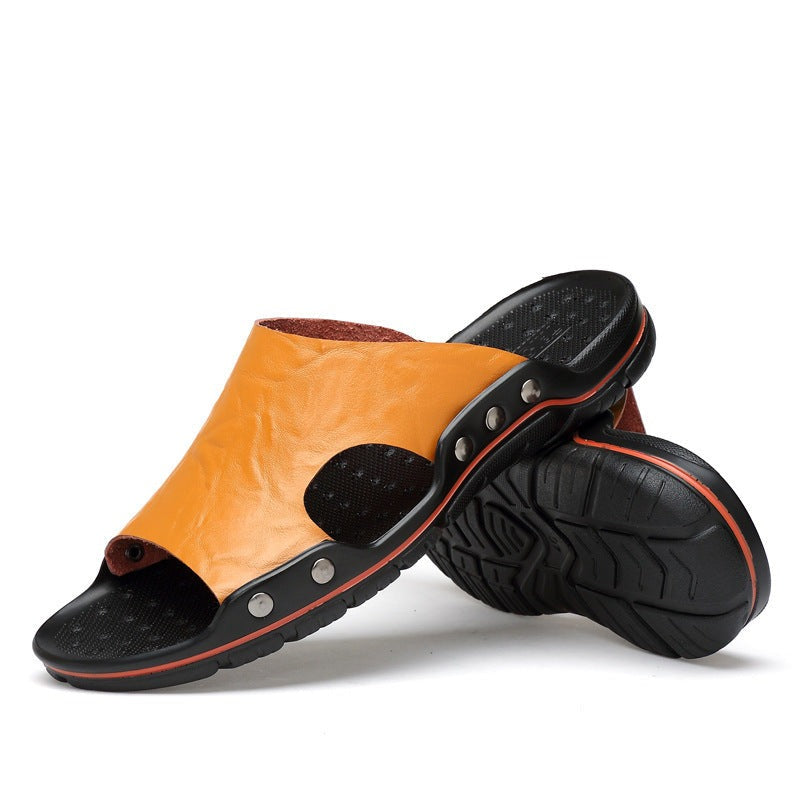 Ridge studded sport slide sandals - Brown