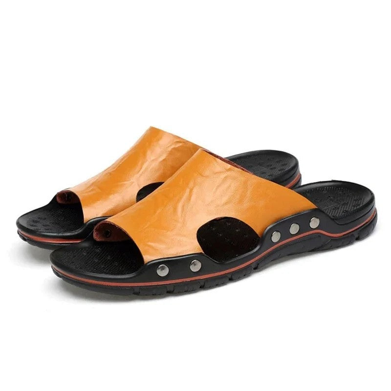 Ridge studded sport slide sandals - Brown