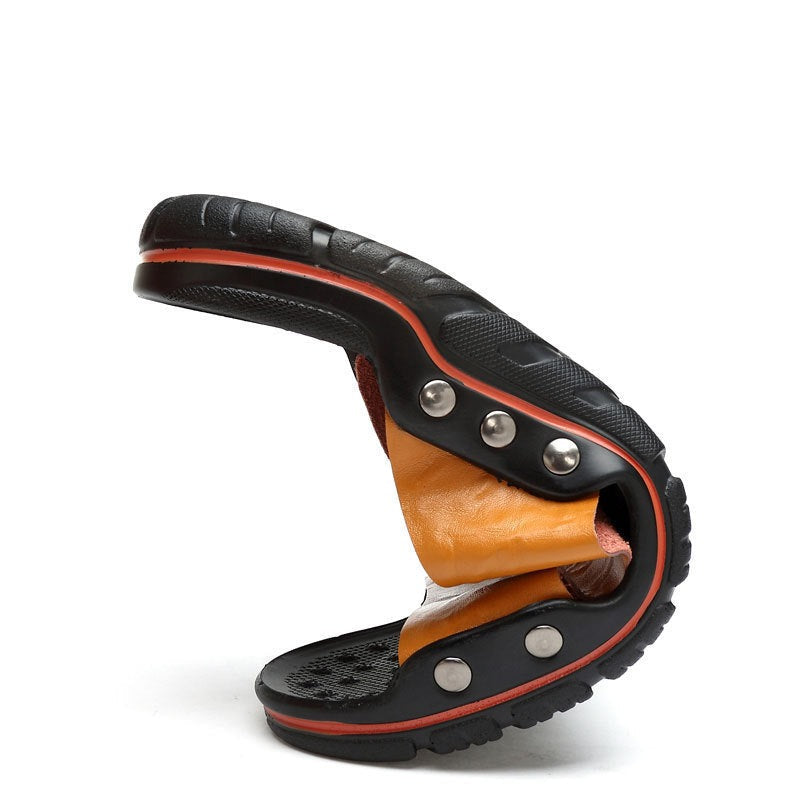 Ridge studded sport slide sandals - Brown