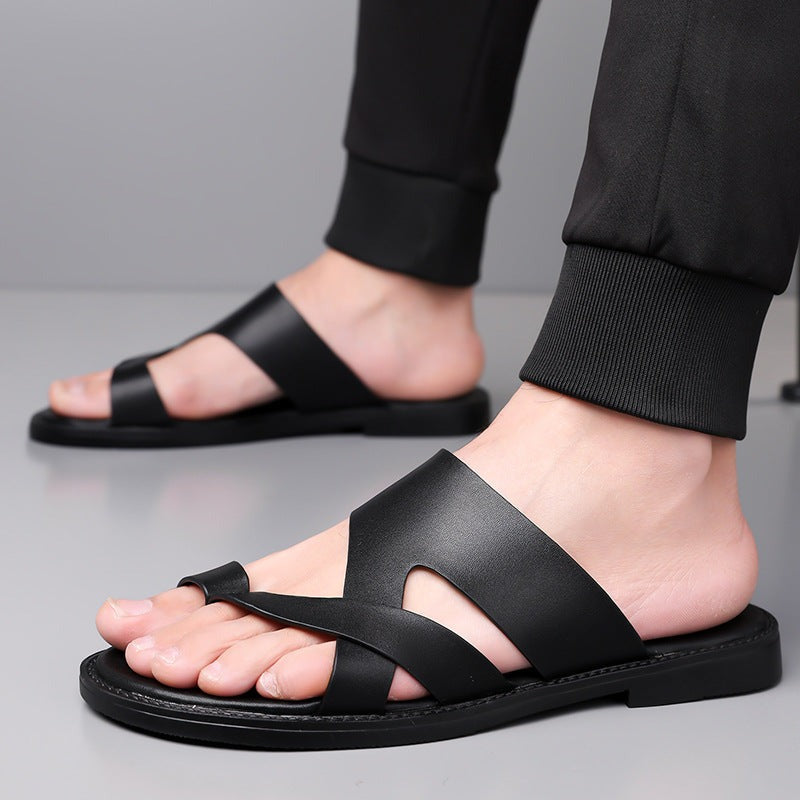Rory toe loop leather sandals - Black