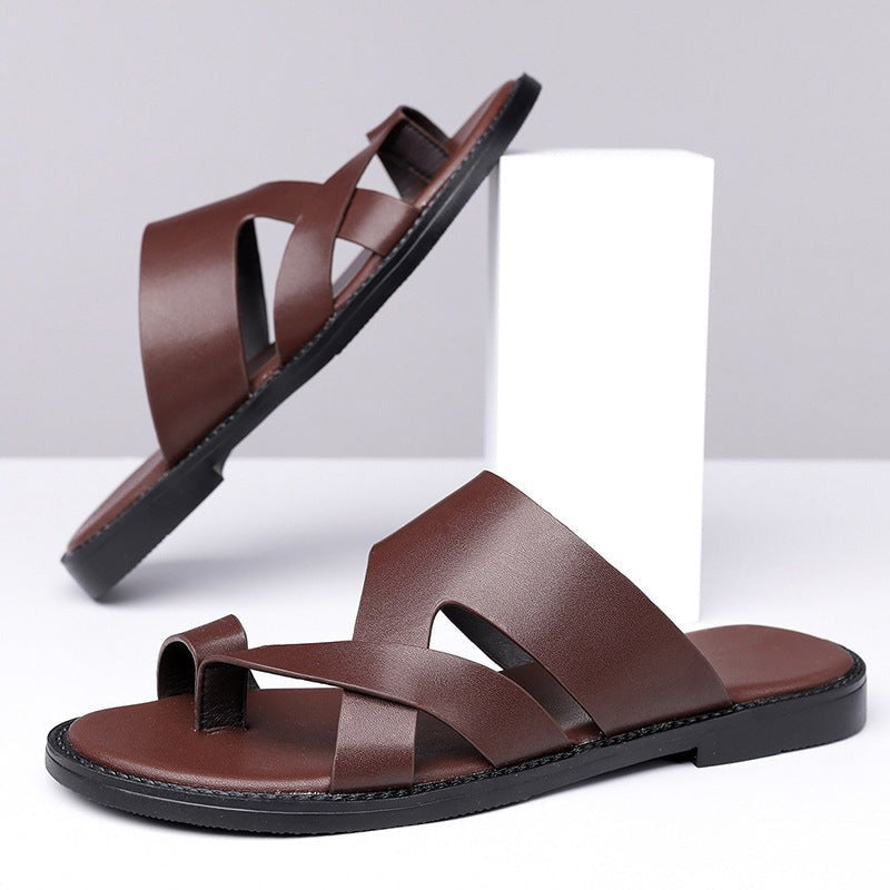 Rory toe loop leather sandals - Dark Brown