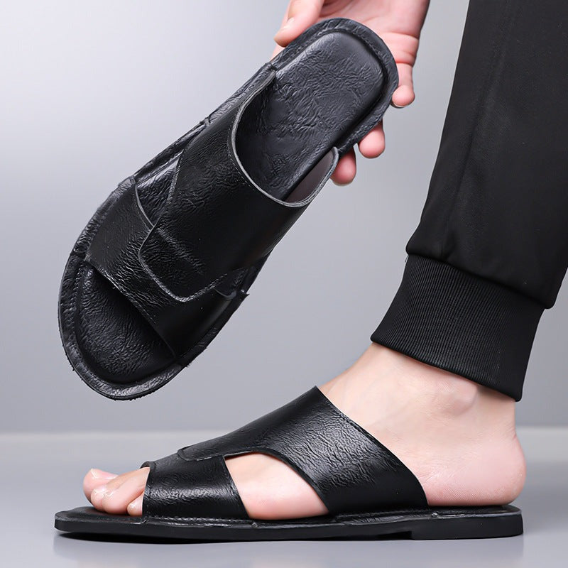Rory leather slide sandals - Black
