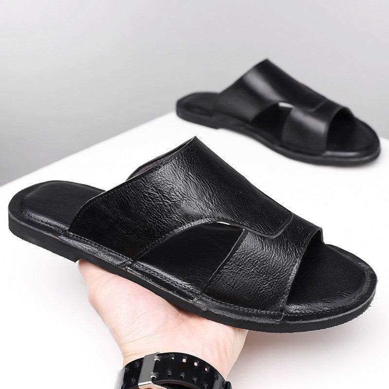 Rory leather slide sandals - Black