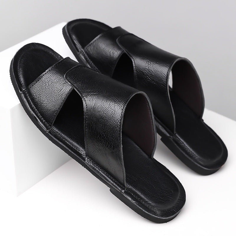Rory leather slide sandals - Black