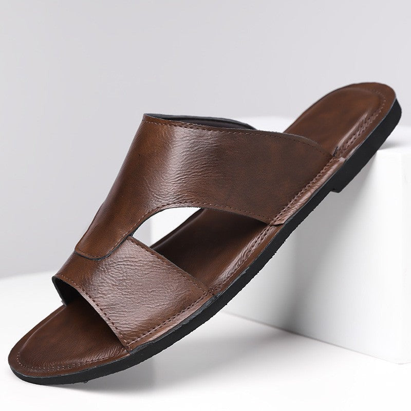 Rory leather slide sandals - Brown