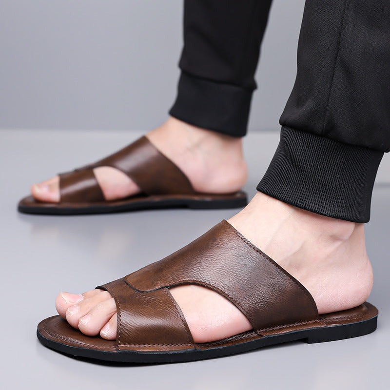 Rory leather slide sandals - Brown