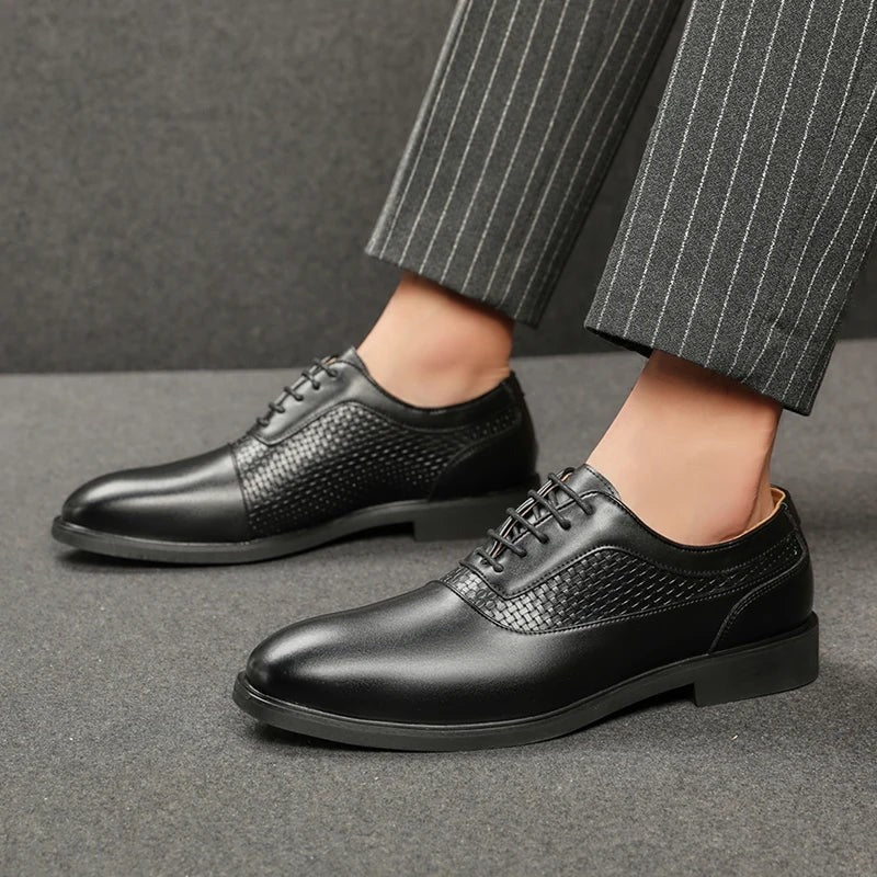 Ruben leather oxford dress shoes - Black worn view