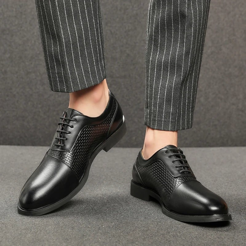 Ruben leather oxford dress shoes - Black worn side view
