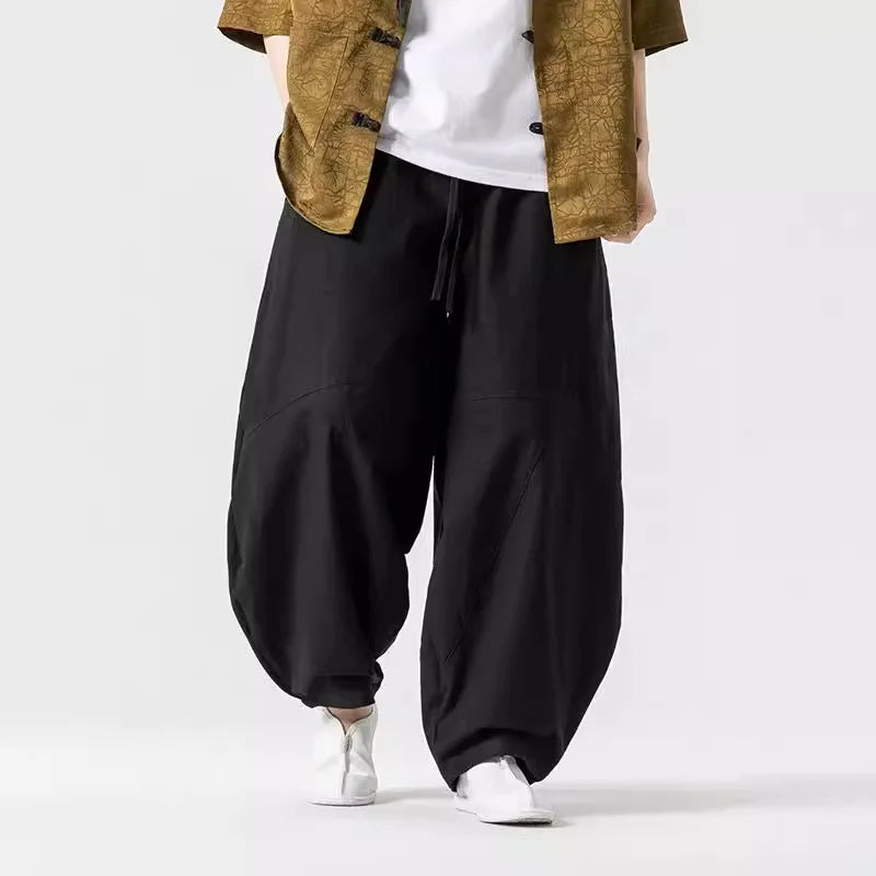 Noah Men's Linen Wide Leg Pants - Black
