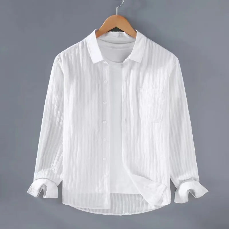White linen long sleeve shirt