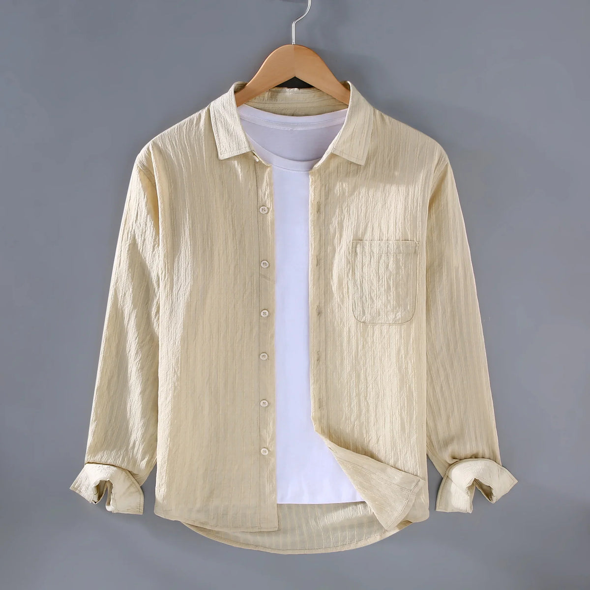 Khaki linen long sleeve shirt