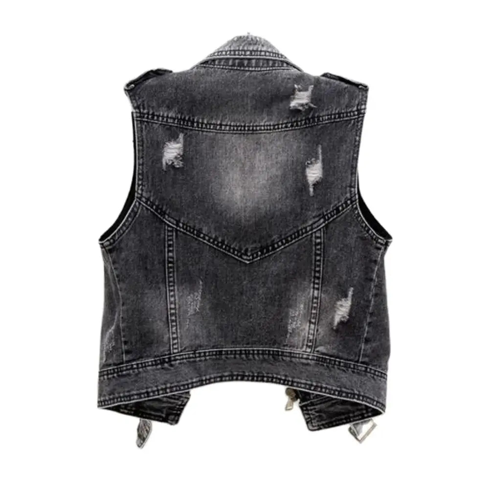 Jane | Women's Cropped Moto Denim Vest
