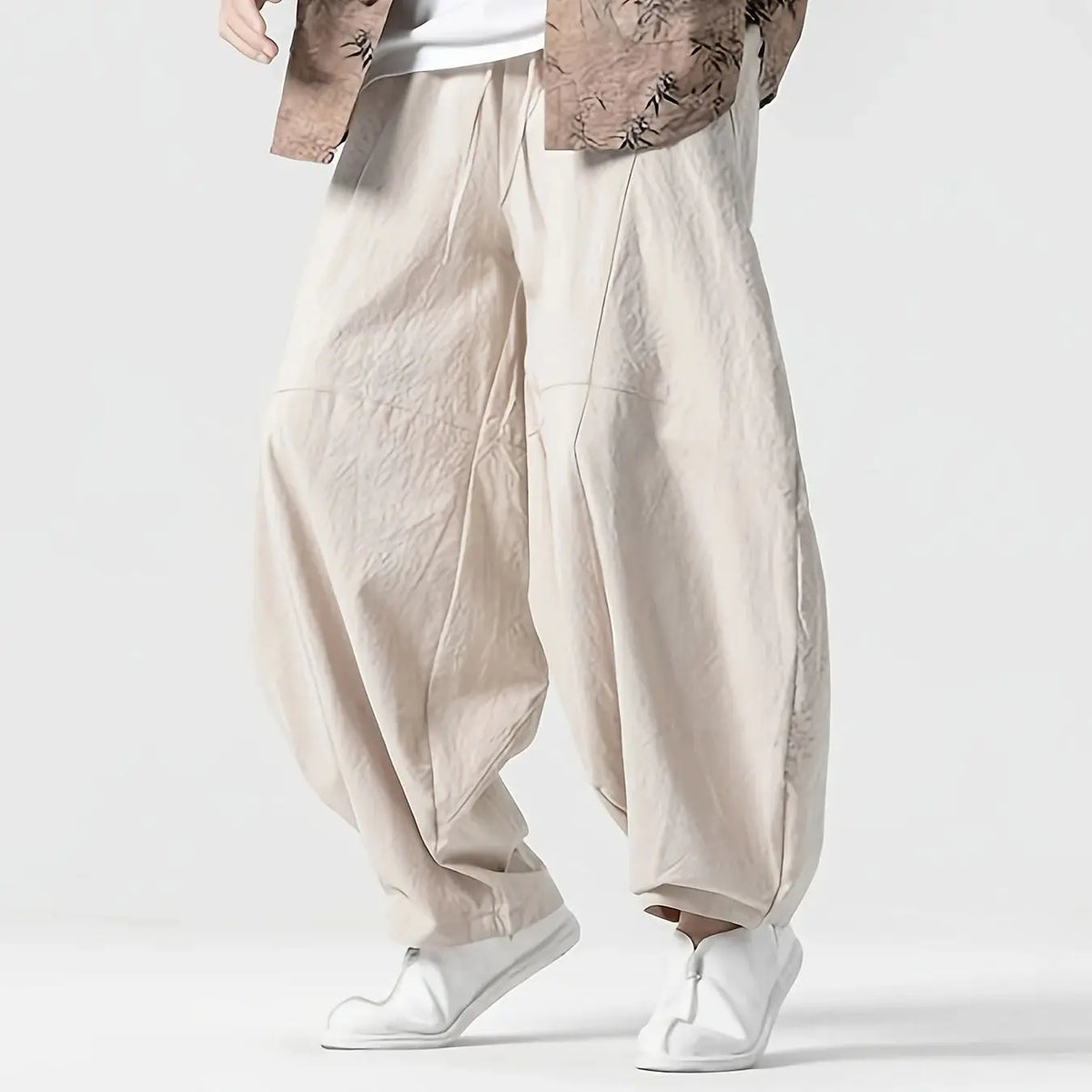 Noah Men's Linen Wide Leg Pants - Beige