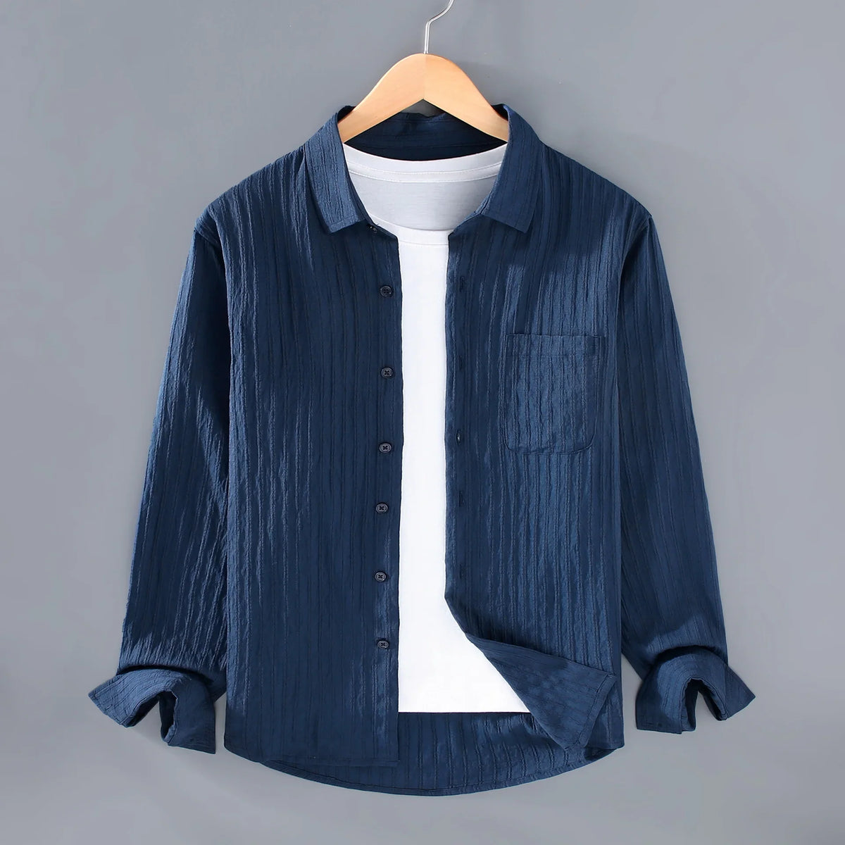 Royal Blue linen long sleeve shirt