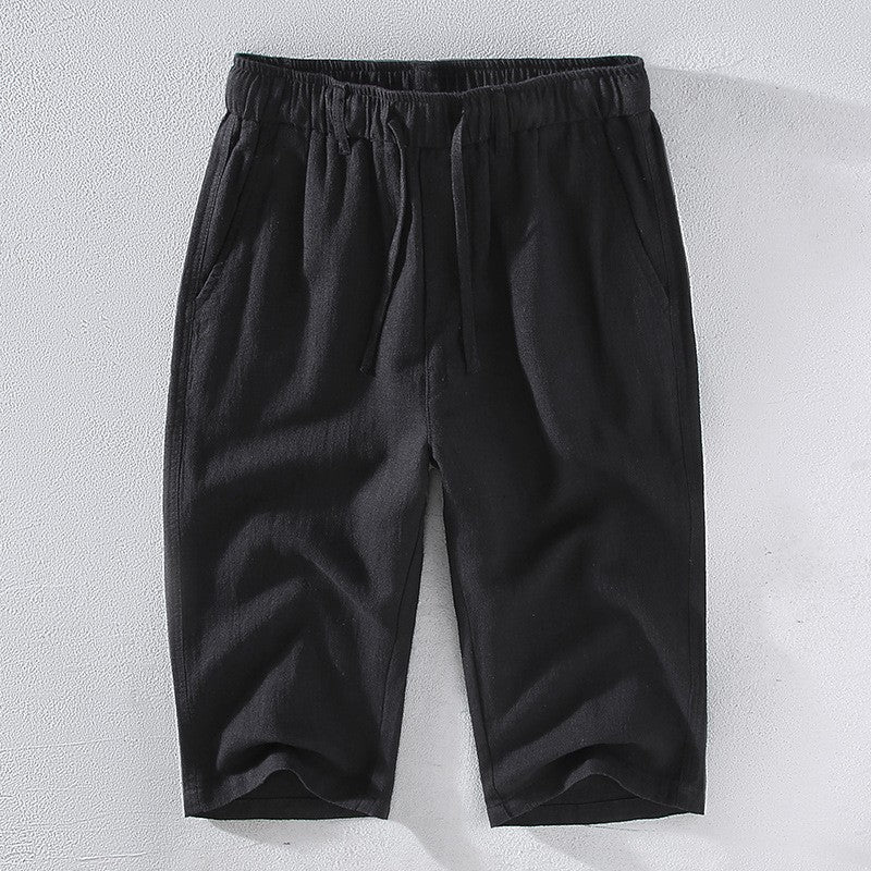 Sage tapered drawstring linen pants - Black