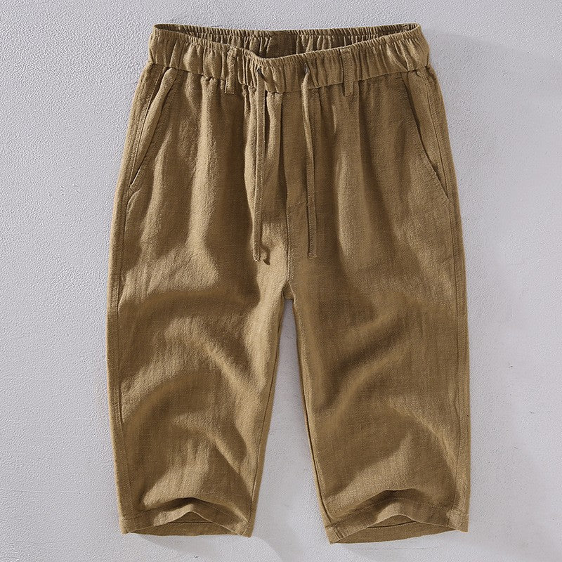 Sage tapered drawstring linen pants - Brown