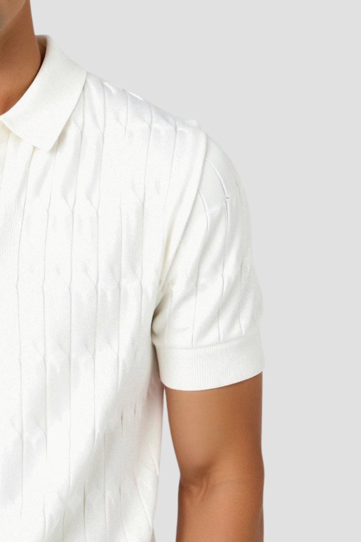 Sage knit polo shirt - lifestyle view