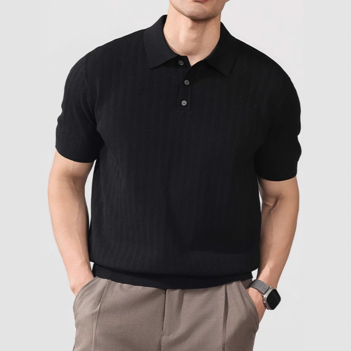 Sage knit polo shirt - Black
