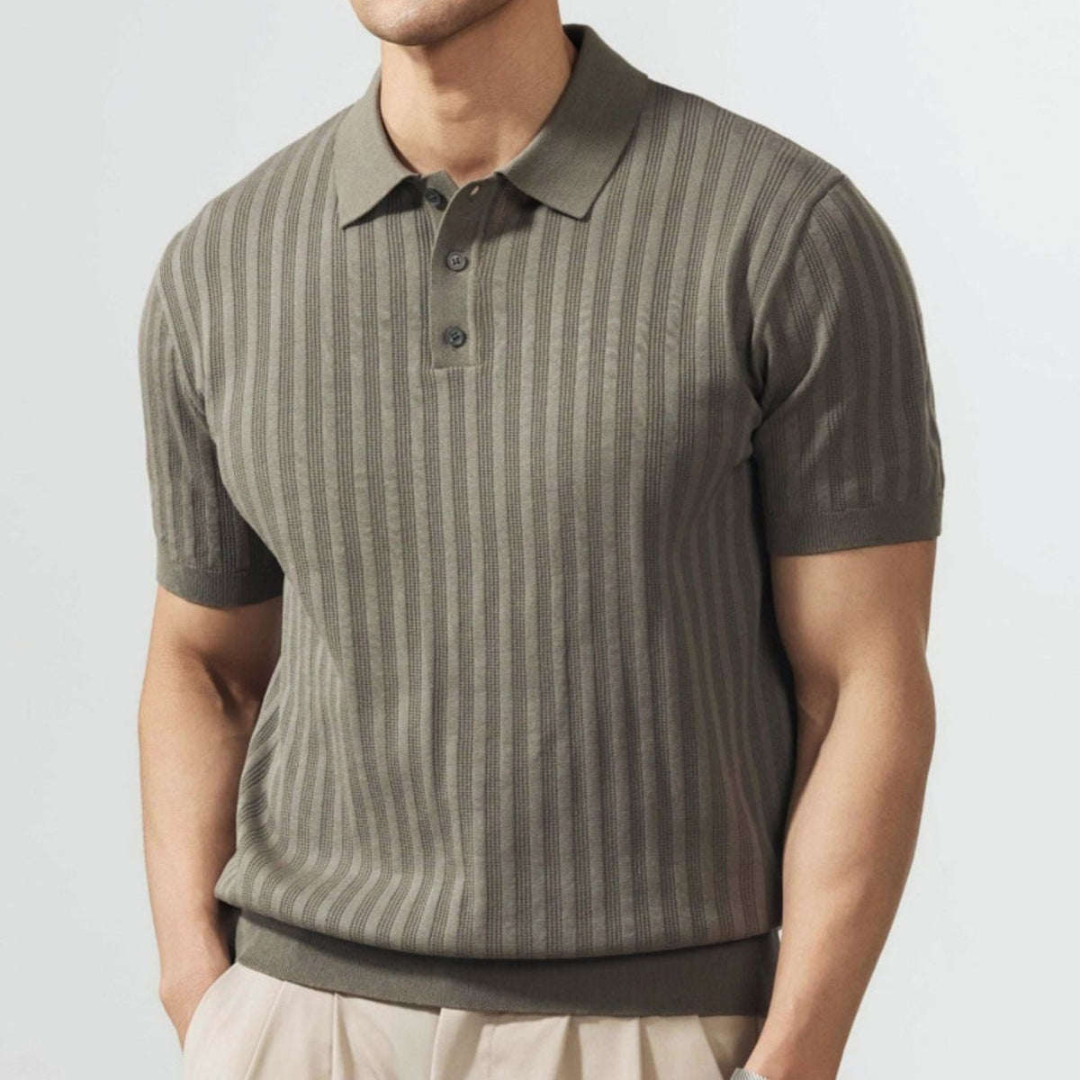 Sage knit polo shirt - Green